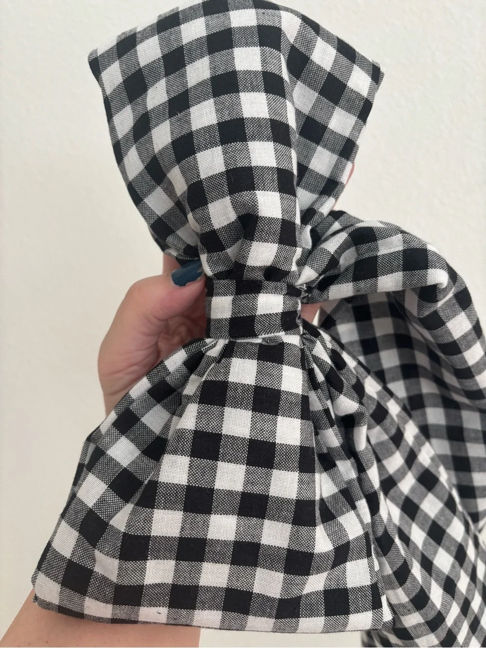 Handmade Black Check Large Bow Handsewn Custom Made Attachable Final Sale